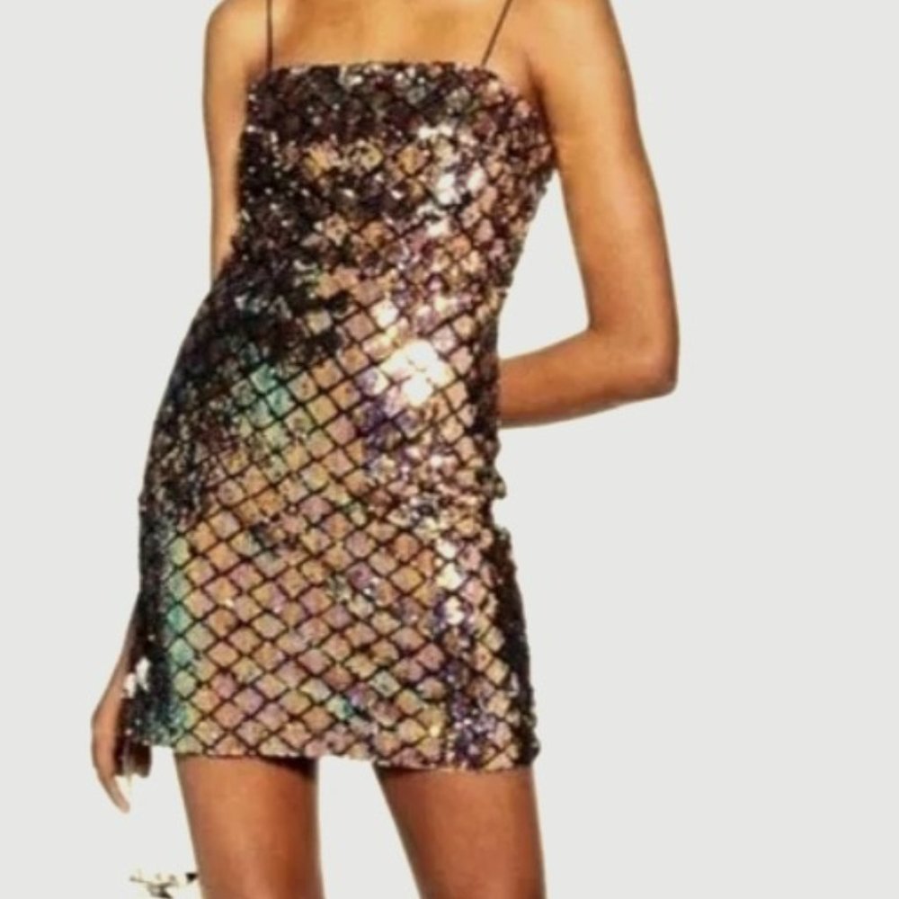 Topshop Diamond Sequin Slip Dress